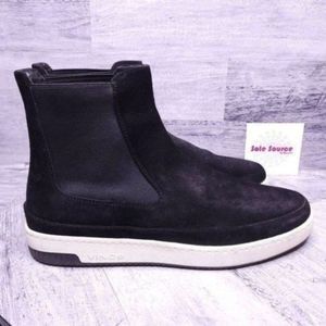 Vince Rhys Water Repellant High Top Pull on Suede Sneaker Boot Black Women's 10